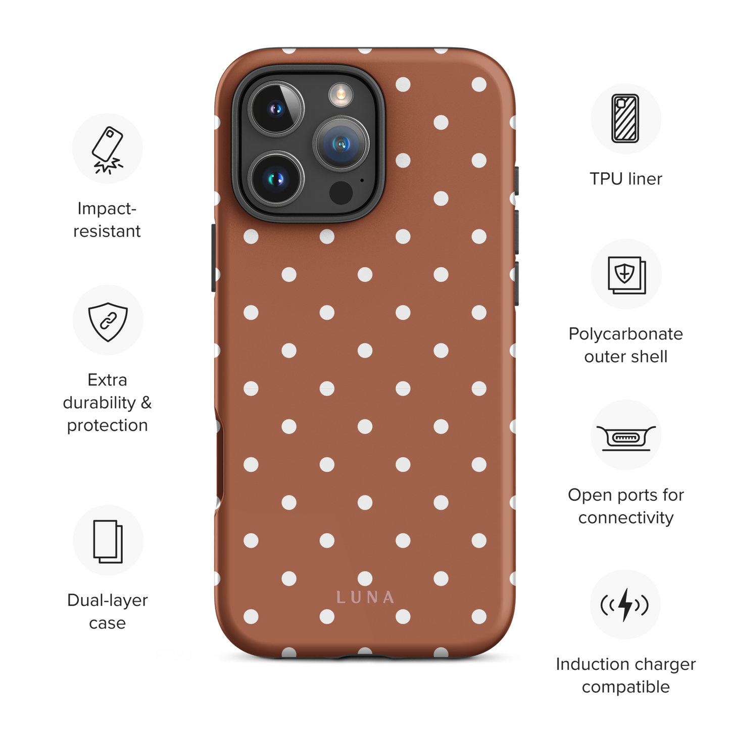Polka Dot Rust - Tough Case for iPhone® PHONE-CASE Luna