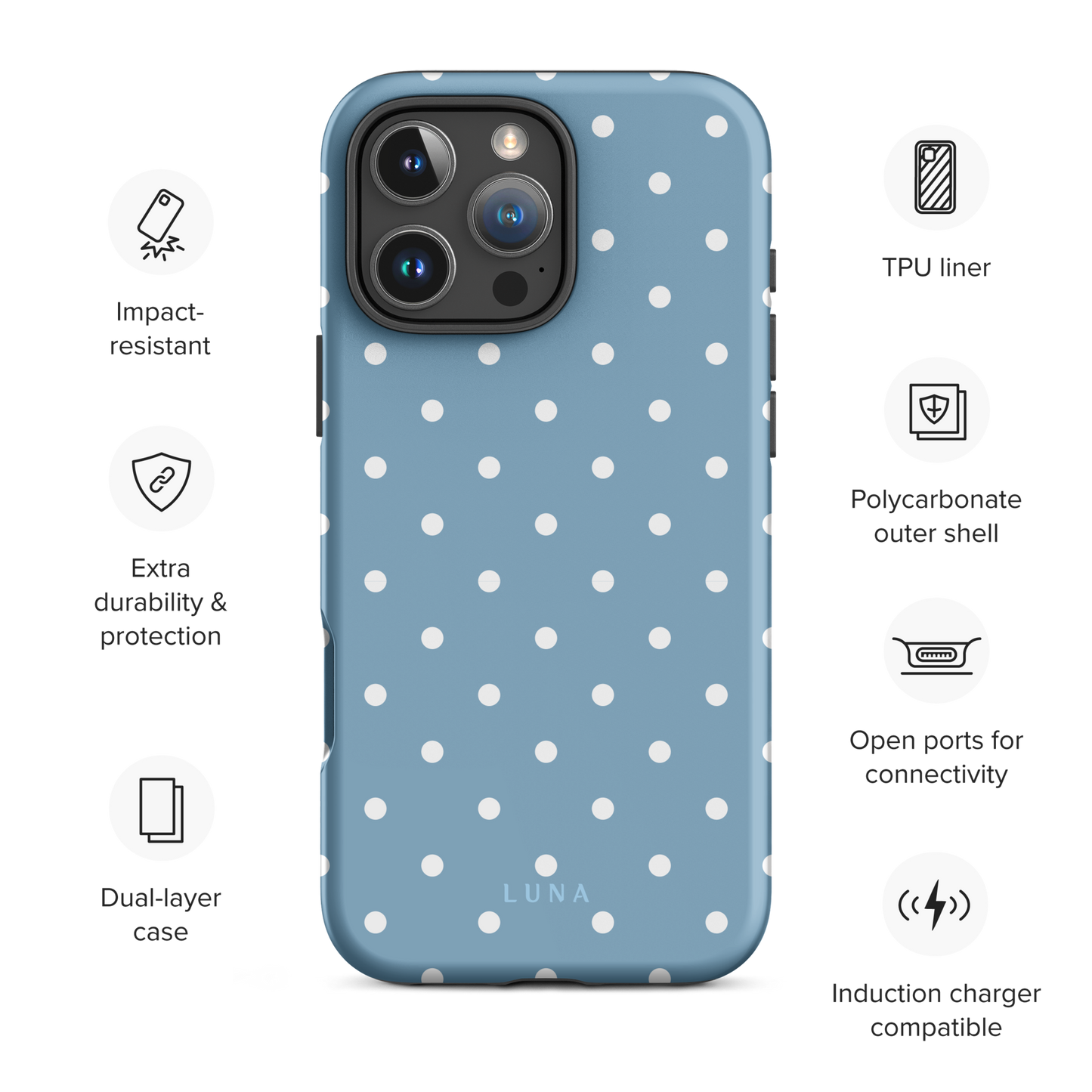 Polka Dot Dreamy Blue - Tough Case for iPhone PHONE-CASE Luna