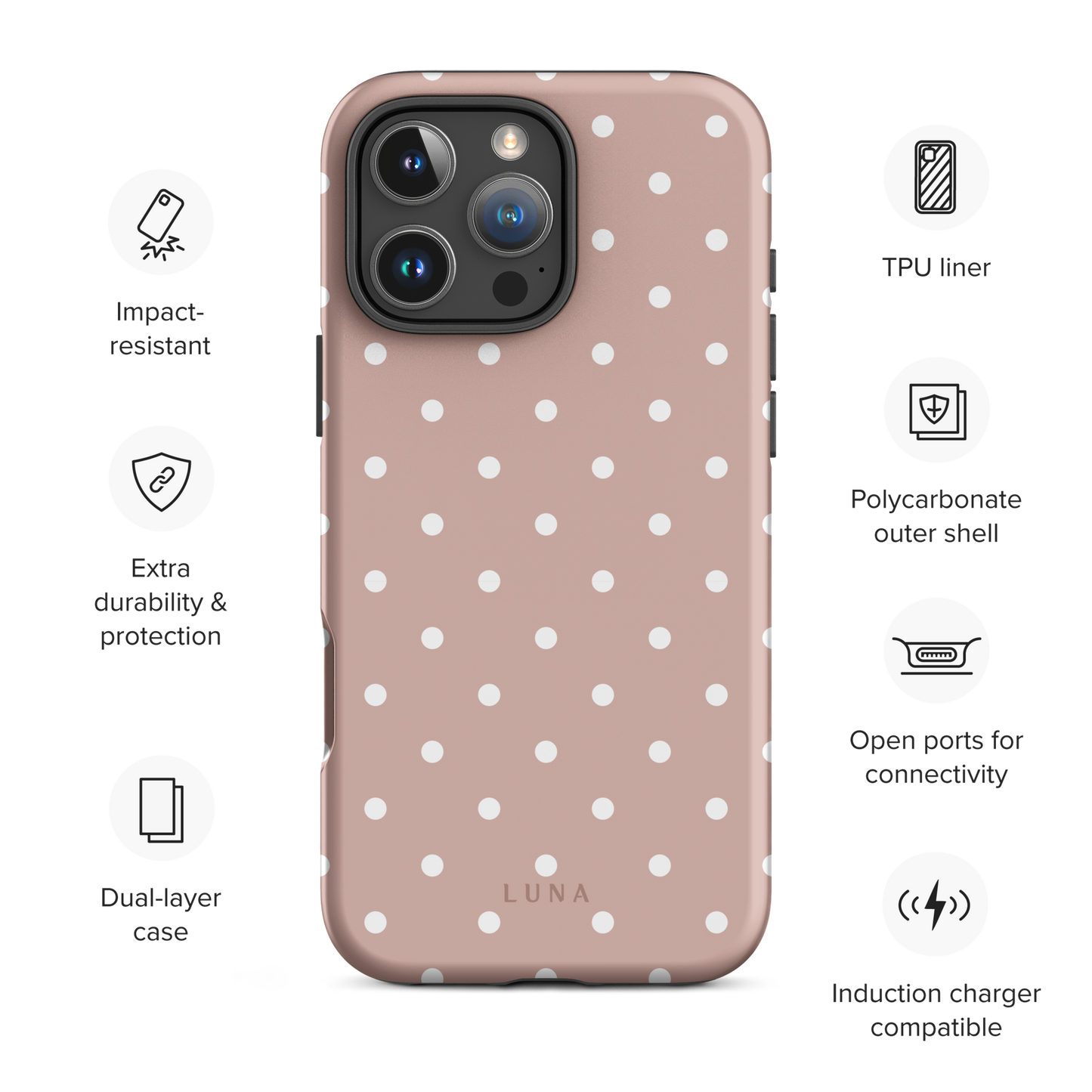 Polka Dot Pink - Tough Case for iPhone PHONE-CASE Luna