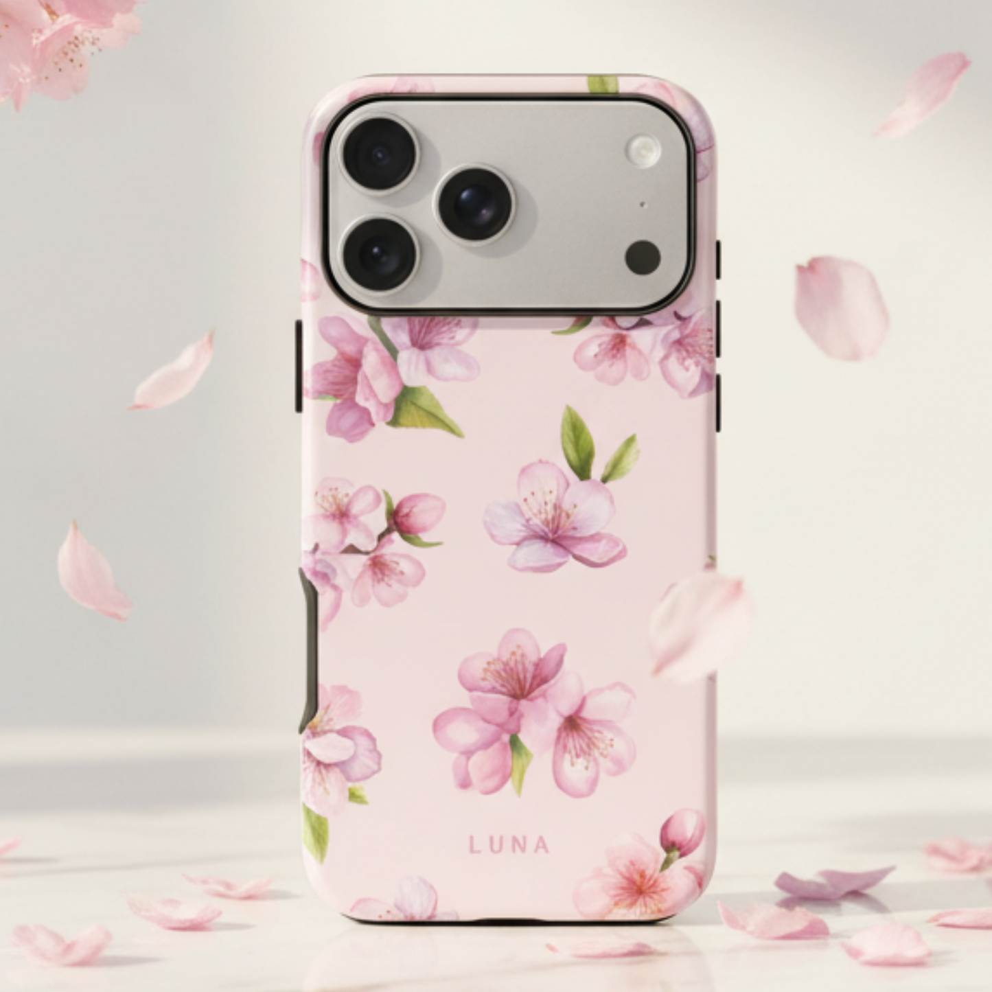 Luna Cherry Blossom Glossy Phone Case for iPhone 17 Pro Max