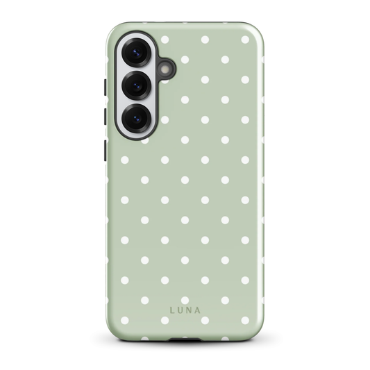 Luna Polka Dot Pistachio Glossy Phone Case for Samsung Galaxy S25 Plus