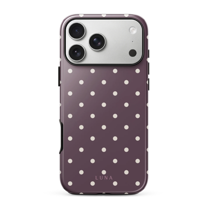Polka Dot Aubergine - Tough Case for iPhone