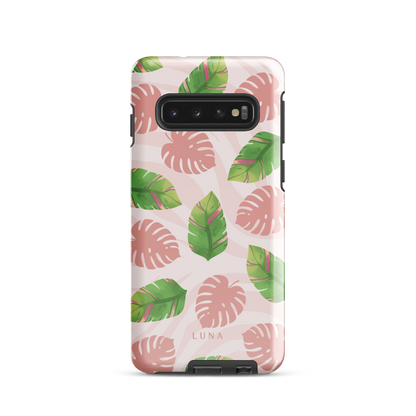 Into the Jungle - Tough case for Samsung®PHONE-CASEInto the Jungle Phone CaseInto The Jungle Phone Case 
Wild meets serene in this lush design. A soft blush tiger print sets the stage, while tropical leaves in vivid greens and pinks weave acrLunaLuna