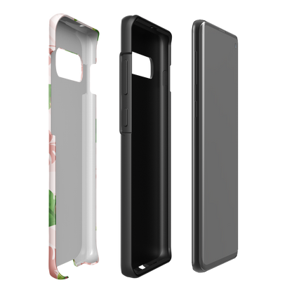 Into the Jungle - Tough case for Samsung®PHONE-CASEInto the Jungle Phone CaseInto The Jungle Phone Case 
Wild meets serene in this lush design. A soft blush tiger print sets the stage, while tropical leaves in vivid greens and pinks weave acrLunaLuna