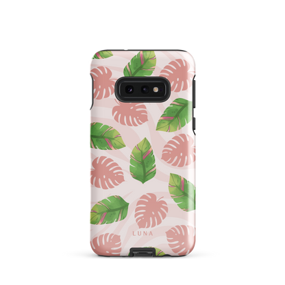 Into the Jungle - Tough case for Samsung®PHONE-CASEInto the Jungle Phone CaseInto The Jungle Phone Case 
Wild meets serene in this lush design. A soft blush tiger print sets the stage, while tropical leaves in vivid greens and pinks weave acrLunaLuna