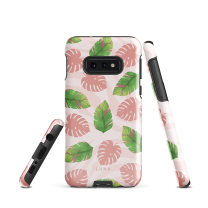 Into the Jungle - Tough case for Samsung®PHONE-CASEInto the Jungle Phone CaseInto The Jungle Phone Case 
Wild meets serene in this lush design. A soft blush tiger print sets the stage, while tropical leaves in vivid greens and pinks weave acrLunaLuna