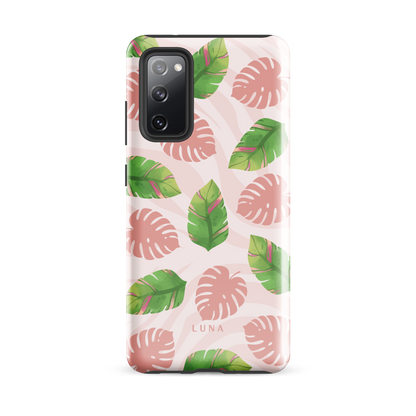 Into the Jungle - Tough case for Samsung®PHONE-CASEInto the Jungle Phone CaseInto The Jungle Phone Case 
Wild meets serene in this lush design. A soft blush tiger print sets the stage, while tropical leaves in vivid greens and pinks weave acrLunaLuna