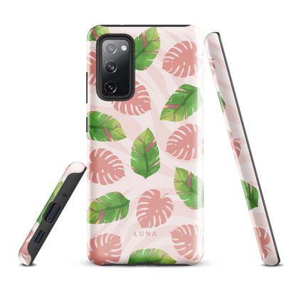 Into the Jungle - Tough case for Samsung®PHONE-CASEInto the Jungle Phone CaseInto The Jungle Phone Case 
Wild meets serene in this lush design. A soft blush tiger print sets the stage, while tropical leaves in vivid greens and pinks weave acrLunaLuna