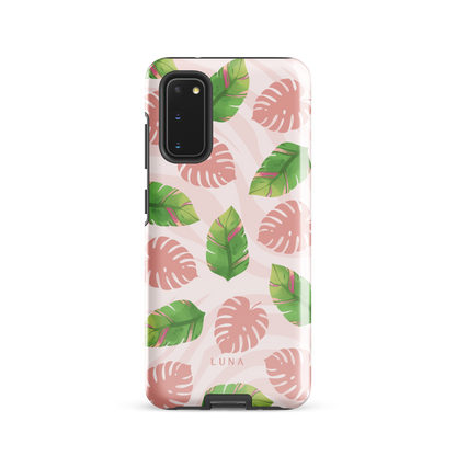 Into the Jungle - Tough case for Samsung®PHONE-CASEInto the Jungle Phone CaseInto The Jungle Phone Case 
Wild meets serene in this lush design. A soft blush tiger print sets the stage, while tropical leaves in vivid greens and pinks weave acrLunaLuna