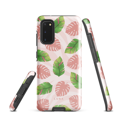 Into the Jungle - Tough case for Samsung®PHONE-CASEInto the Jungle Phone CaseInto The Jungle Phone Case 
Wild meets serene in this lush design. A soft blush tiger print sets the stage, while tropical leaves in vivid greens and pinks weave acrLunaLuna