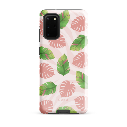 Into the Jungle - Tough case for Samsung®PHONE-CASEInto the Jungle Phone CaseInto The Jungle Phone Case 
Wild meets serene in this lush design. A soft blush tiger print sets the stage, while tropical leaves in vivid greens and pinks weave acrLunaLuna
