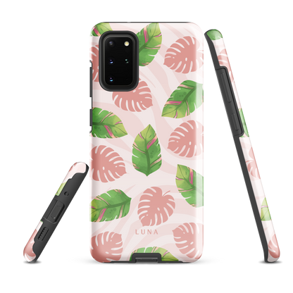 Into the Jungle - Tough case for Samsung®PHONE-CASEInto the Jungle Phone CaseInto The Jungle Phone Case 
Wild meets serene in this lush design. A soft blush tiger print sets the stage, while tropical leaves in vivid greens and pinks weave acrLunaLuna
