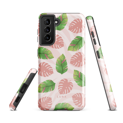 Into the Jungle - Tough case for Samsung®PHONE-CASEInto the Jungle Phone CaseInto The Jungle Phone Case 
Wild meets serene in this lush design. A soft blush tiger print sets the stage, while tropical leaves in vivid greens and pinks weave acrLunaLuna