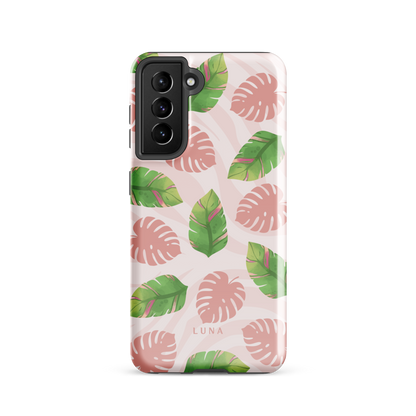 Into the Jungle - Tough case for Samsung®PHONE-CASEInto the Jungle Phone CaseInto The Jungle Phone Case 
Wild meets serene in this lush design. A soft blush tiger print sets the stage, while tropical leaves in vivid greens and pinks weave acrLunaLuna