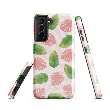 Into the Jungle - Tough case for Samsung®PHONE-CASEInto the Jungle Phone CaseInto The Jungle Phone Case 
Wild meets serene in this lush design. A soft blush tiger print sets the stage, while tropical leaves in vivid greens and pinks weave acrLunaLuna