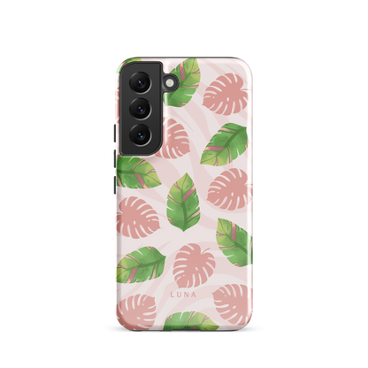 Into the Jungle - Tough case for Samsung®PHONE-CASEInto the Jungle Phone CaseInto The Jungle Phone Case 
Wild meets serene in this lush design. A soft blush tiger print sets the stage, while tropical leaves in vivid greens and pinks weave acrLunaLuna
