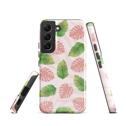 Into the Jungle - Tough case for Samsung®PHONE-CASEInto the Jungle Phone CaseInto The Jungle Phone Case 
Wild meets serene in this lush design. A soft blush tiger print sets the stage, while tropical leaves in vivid greens and pinks weave acrLunaLuna