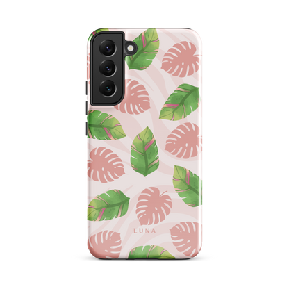 Into the Jungle - Tough case for Samsung®PHONE-CASEInto the Jungle Phone CaseInto The Jungle Phone Case 
Wild meets serene in this lush design. A soft blush tiger print sets the stage, while tropical leaves in vivid greens and pinks weave acrLunaLuna