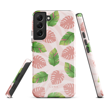 Into the Jungle - Tough case for Samsung®PHONE-CASEInto the Jungle Phone CaseInto The Jungle Phone Case 
Wild meets serene in this lush design. A soft blush tiger print sets the stage, while tropical leaves in vivid greens and pinks weave acrLunaLuna