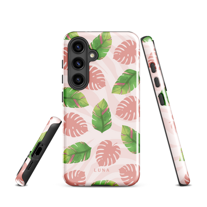 Into the Jungle - Tough case for Samsung®PHONE-CASEInto the Jungle Phone CaseInto The Jungle Phone Case 
Wild meets serene in this lush design. A soft blush tiger print sets the stage, while tropical leaves in vivid greens and pinks weave acrLunaLuna