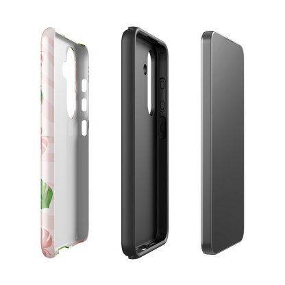 Into the Jungle - Tough case for Samsung®PHONE-CASEInto the Jungle Phone CaseInto The Jungle Phone Case 
Wild meets serene in this lush design. A soft blush tiger print sets the stage, while tropical leaves in vivid greens and pinks weave acrLunaLuna