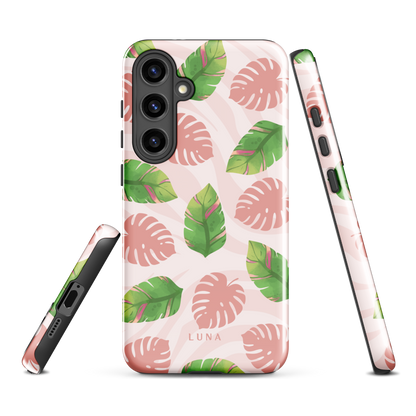 Into the Jungle - Tough case for Samsung®PHONE-CASEInto the Jungle Phone CaseInto The Jungle Phone Case 
Wild meets serene in this lush design. A soft blush tiger print sets the stage, while tropical leaves in vivid greens and pinks weave acrLunaLuna