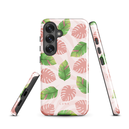 Into the Jungle - Tough case for Samsung®PHONE-CASEInto the Jungle Phone CaseInto The Jungle Phone Case 
Wild meets serene in this lush design. A soft blush tiger print sets the stage, while tropical leaves in vivid greens and pinks weave acrLunaLuna