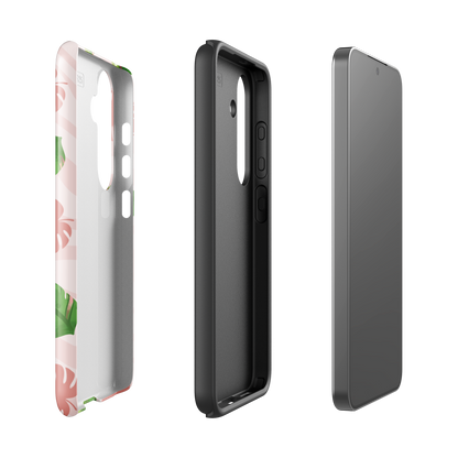 Into the Jungle - Tough case for Samsung®PHONE-CASEInto the Jungle Phone CaseInto The Jungle Phone Case 
Wild meets serene in this lush design. A soft blush tiger print sets the stage, while tropical leaves in vivid greens and pinks weave acrLunaLuna