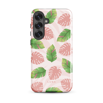 Into the Jungle - Tough case for Samsung®PHONE-CASEInto the Jungle Phone CaseInto The Jungle Phone Case 
Wild meets serene in this lush design. A soft blush tiger print sets the stage, while tropical leaves in vivid greens and pinks weave acrLunaLuna