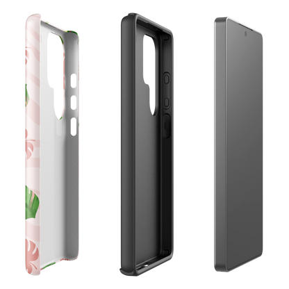 Into the Jungle - Tough case for Samsung®PHONE-CASEInto the Jungle Phone CaseInto The Jungle Phone Case 
Wild meets serene in this lush design. A soft blush tiger print sets the stage, while tropical leaves in vivid greens and pinks weave acrLunaLuna