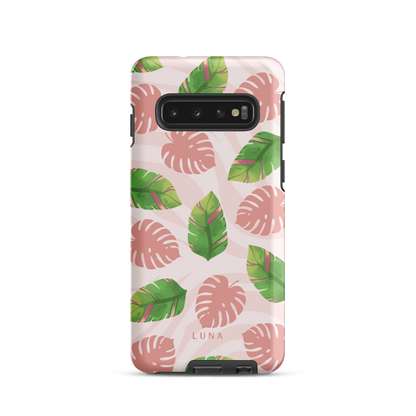 Into the Jungle - Tough case for Samsung®PHONE-CASEInto the Jungle Phone CaseInto The Jungle Phone Case 
Wild meets serene in this lush design. A soft blush tiger print sets the stage, while tropical leaves in vivid greens and pinks weave acrLunaLuna