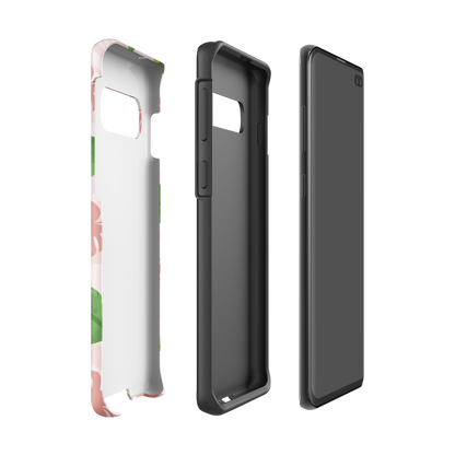 Into the Jungle - Tough case for Samsung®PHONE-CASEInto the Jungle Phone CaseInto The Jungle Phone Case 
Wild meets serene in this lush design. A soft blush tiger print sets the stage, while tropical leaves in vivid greens and pinks weave acrLunaLuna