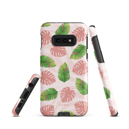 Into the Jungle - Tough case for Samsung®PHONE-CASEInto the Jungle Phone CaseInto The Jungle Phone Case 
Wild meets serene in this lush design. A soft blush tiger print sets the stage, while tropical leaves in vivid greens and pinks weave acrLunaLuna