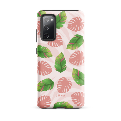 Into the Jungle - Tough case for Samsung®PHONE-CASEInto the Jungle Phone CaseInto The Jungle Phone Case 
Wild meets serene in this lush design. A soft blush tiger print sets the stage, while tropical leaves in vivid greens and pinks weave acrLunaLuna