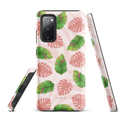 Into the Jungle - Tough case for Samsung®PHONE-CASEInto the Jungle Phone CaseInto The Jungle Phone Case 
Wild meets serene in this lush design. A soft blush tiger print sets the stage, while tropical leaves in vivid greens and pinks weave acrLunaLuna