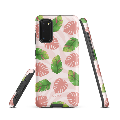 Into the Jungle - Tough case for Samsung®PHONE-CASEInto the Jungle Phone CaseInto The Jungle Phone Case 
Wild meets serene in this lush design. A soft blush tiger print sets the stage, while tropical leaves in vivid greens and pinks weave acrLunaLuna
