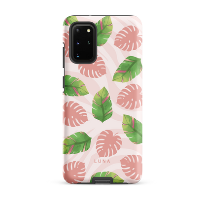 Into the Jungle - Tough case for Samsung®PHONE-CASEInto the Jungle Phone CaseInto The Jungle Phone Case 
Wild meets serene in this lush design. A soft blush tiger print sets the stage, while tropical leaves in vivid greens and pinks weave acrLunaLuna
