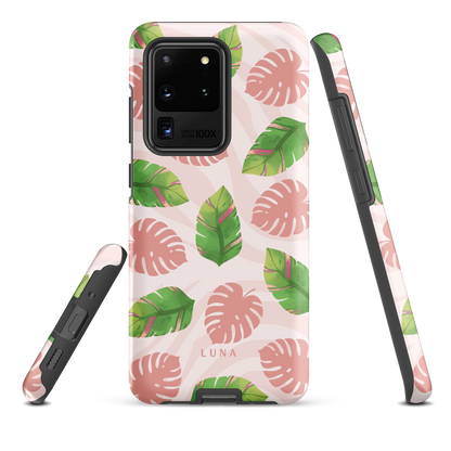 Into the Jungle - Tough case for Samsung®PHONE-CASEInto the Jungle Phone CaseInto The Jungle Phone Case 
Wild meets serene in this lush design. A soft blush tiger print sets the stage, while tropical leaves in vivid greens and pinks weave acrLunaLuna