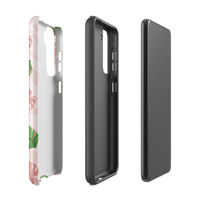 Into the Jungle - Tough case for Samsung®PHONE-CASEInto the Jungle Phone CaseInto The Jungle Phone Case 
Wild meets serene in this lush design. A soft blush tiger print sets the stage, while tropical leaves in vivid greens and pinks weave acrLunaLuna