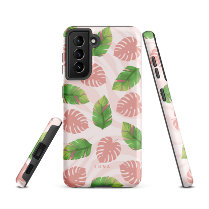 Into the Jungle - Tough case for Samsung®PHONE-CASEInto the Jungle Phone CaseInto The Jungle Phone Case 
Wild meets serene in this lush design. A soft blush tiger print sets the stage, while tropical leaves in vivid greens and pinks weave acrLunaLuna