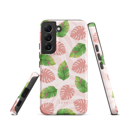 Into the Jungle - Tough case for Samsung®PHONE-CASEInto the Jungle Phone CaseInto The Jungle Phone Case 
Wild meets serene in this lush design. A soft blush tiger print sets the stage, while tropical leaves in vivid greens and pinks weave acrLunaLuna