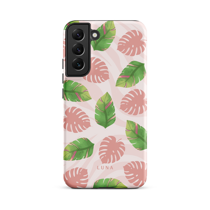 Into the Jungle - Tough case for Samsung®PHONE-CASEInto the Jungle Phone CaseInto The Jungle Phone Case 
Wild meets serene in this lush design. A soft blush tiger print sets the stage, while tropical leaves in vivid greens and pinks weave acrLunaLuna