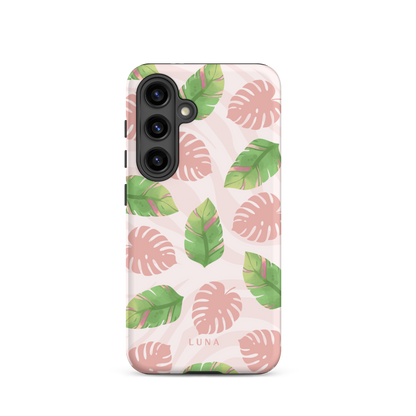 Into the Jungle - Tough case for Samsung®PHONE-CASEInto the Jungle Phone CaseInto The Jungle Phone Case 
Wild meets serene in this lush design. A soft blush tiger print sets the stage, while tropical leaves in vivid greens and pinks weave acrLunaLuna