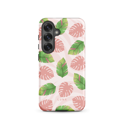 Into the Jungle - Tough case for Samsung®PHONE-CASEInto the Jungle Phone CaseInto The Jungle Phone Case 
Wild meets serene in this lush design. A soft blush tiger print sets the stage, while tropical leaves in vivid greens and pinks weave acrLunaLuna