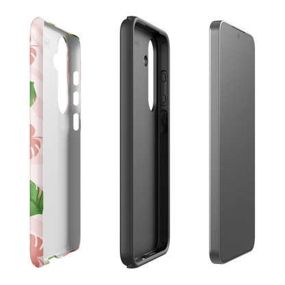 Into the Jungle - Tough case for Samsung®PHONE-CASEInto the Jungle Phone CaseInto The Jungle Phone Case 
Wild meets serene in this lush design. A soft blush tiger print sets the stage, while tropical leaves in vivid greens and pinks weave acrLunaLuna